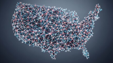 Poster - Comprehensive overview of the united states map showcasing blockchain transaction load monitoring system concept