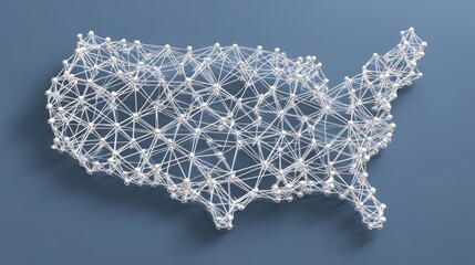 Poster - Iconic representation of the united states with a focus on blockchain transaction load monitoring system elements