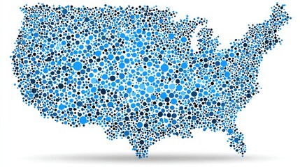 Poster - The united states map represented with dots highlighting consumption patterns and economic data visualization