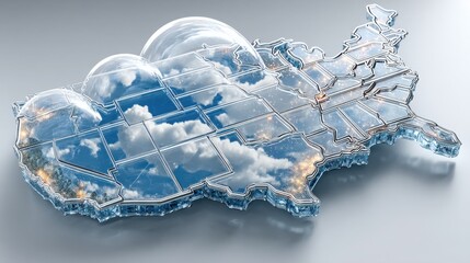 Poster - Cloud formed in the shape of the united states map representing trade balance and economic concepts visually