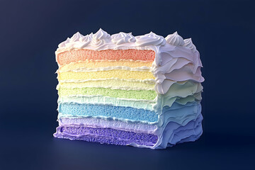 Poster - Colorful cake slice against dark backdrop.