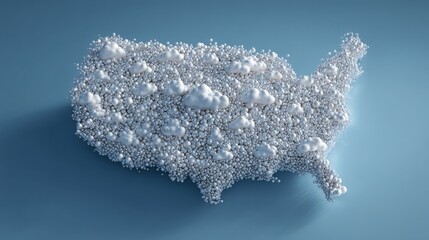 Poster - The united states map formed from pearls illustrating cloud-based resource optimization concept and visualization