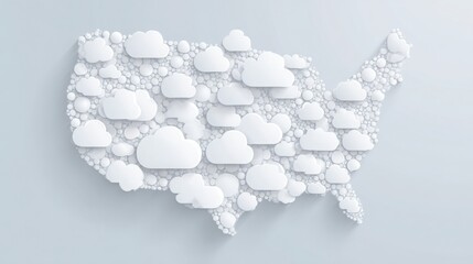 Poster - the united states illustrated with a map constructed from white clouds representing public debt plan