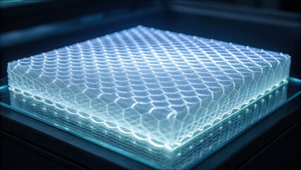 Fototapete - Illuminated Tissue Layer on Transparent Surface with Futuristic Design