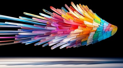 Poster - Colorful abstract design with layers and flowing elements against black