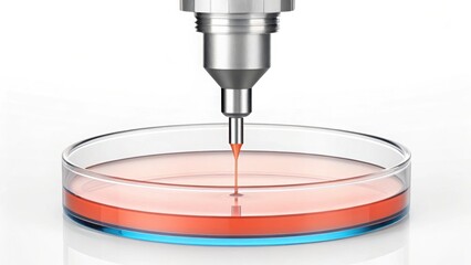 Aufkleber - Bio Ink Extrusion from Nozzle onto Petri Dish for Scientific Research
