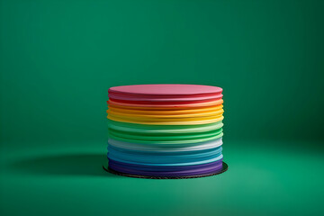 Poster - Colorful, layered cake design against a vibrant backdrop.
