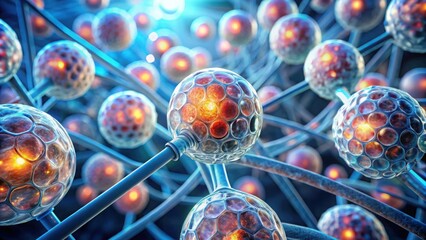 Poster - Glowing Stem Cells in a Tissue Scaffold Structure Illustration