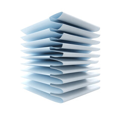 Poster - Abstract stack of light blue folded papers design texture 3d art form grey on transparent background