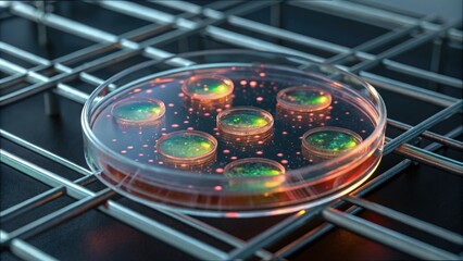Poster - Cellular Experiment in Petri Dish with Colorful Attachment and Gigapixel
