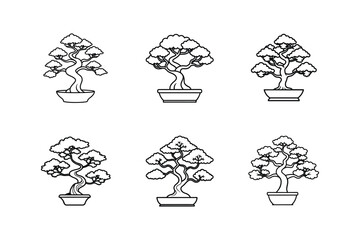 bonsai tree icon line art vector illustration