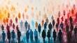 © Hutan - Abstract crowd of people walking, painted in vibrant colors