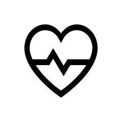 Poster - Black heart shape with a heartbeat line running horizontally through the center on a white background