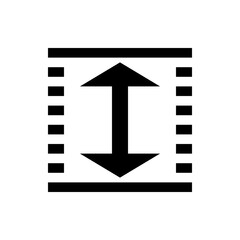 Poster - Vertical dimension indicator with arrow pointing up and down between two horizontal lines and dots