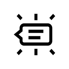 Poster - Illustration of a speech bubble with two horizontal lines and four surrounding rectangular shapes in black