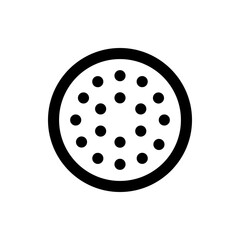 Poster - Circular arrangement of black dots within a thick black circle outline creating a simple graphic design element