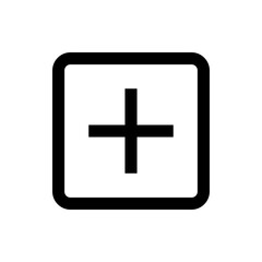 Poster - Black plus sign inside a rounded square outline, centered on a white background, simple and minimalist design