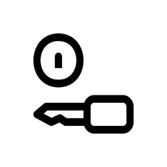 Poster - Illustration of a key and a keyhole depicted with simple black lines on a white background design view