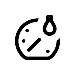 Poster - Black and white icon showing a circular gauge with a needle and a water drop symbol at the top right