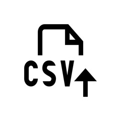 Poster - Csv file upload icon with an arrow pointing upwards representing data transfer and file management process