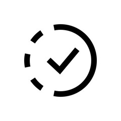 Poster - Black check mark inside a partial circle with broken segments on the left side of the circle shape design