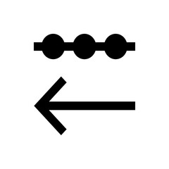 Aufkleber - Black arrow pointing left below three connected circles aligned horizontally on a white background image view