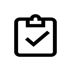 Poster - Black and white clipboard with a check mark indicating completion or approval of a task or item list