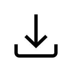 Poster - Illustration of a simple black download icon with an arrow pointing down into a container shape shown clearly