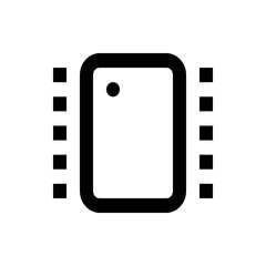 Poster - Illustration of a rounded rectangle with a dot inside and squares on either side in black and white color
