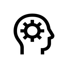 Poster - Silhouette of a head with a gear inside representing thinking process and mental activity concept design