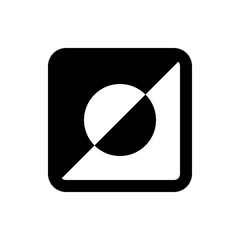 Poster - Black and white rounded square divided diagonally with a circle split in the same manner in the center