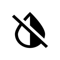 Poster - Illustration of a droplet shape with a line through it indicating prohibition and restriction of liquid use