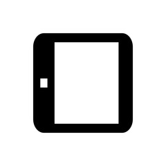 Poster - Illustration of a black tablet device with rounded edges and a white screen and a square button on the side