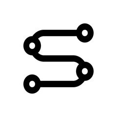 Poster - Black s shaped line with circles at the ends representing a circuit or a path on a white background