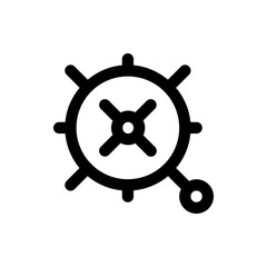 Poster - Illustration of a black outline circular object with cross shape and a small circle attached to it design