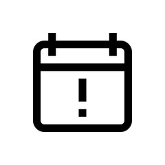 Poster - black outlined calendar icon with an exclamation mark inside indicating a warning or important event