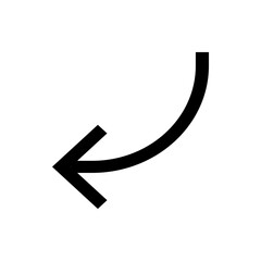 Poster - Black curved arrow pointing left and downward indicating a direction change on a white background image