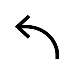 Poster - A simple black arrow curving to the left direction on a white background indicating a return path or back step