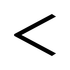 Poster - A simple black chevron shape pointing leftwards on a white background in a minimalist style design icon