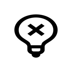 Poster - A simple black outline of a lightbulb with a prominent x mark inside the bulb area displayed centrally