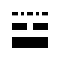 Poster - Black rectangles and squares arranged in three horizontal rows on a white background creating an abstract design