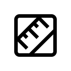 Poster - Black and white icon depicting a ruler inside a rounded square frame with a diagonal line across the image plane