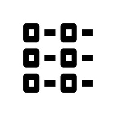 Poster - Black squares with white squares inside connected by rectangles in a grid pattern on white background