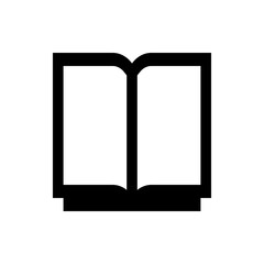 Poster - Illustration of an open book with blank pages and a black outline on a white background in simple style