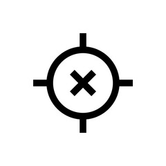Poster - Illustration of a black crosshair target with a cross in the center on a white background symbol design