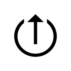 Poster - An upward pointing arrow emerging from a semi circle suggesting upload or power on symbol design concept