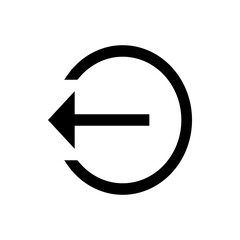 Poster - Black arrow pointing left with a broken circle behind it indicating a return or rewind action icon design