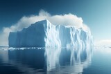 Majestic Iceberg Reflections in Calm Arctic Ocean for Nature and Climate Change Themes