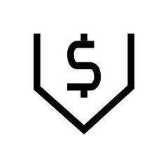 Poster - Illustration of a dollar sign within a downward pointing arrow outline on a white background design icon