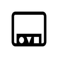 Poster - Illustration of a rectangular screen with rounded corners and geometric shapes below it in black and white